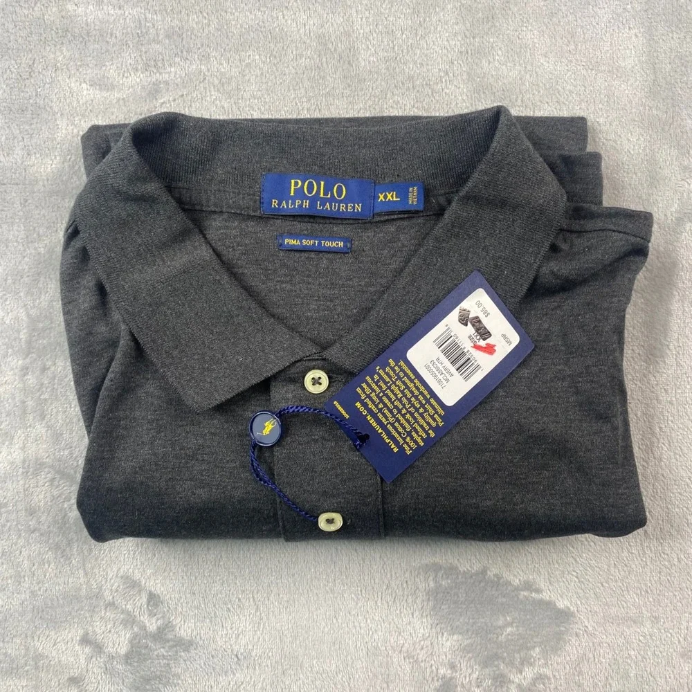 Polo Ralph Lauren Mens Pima Soft Touch Polo Shirt Avery Grey XXL NEW NWT